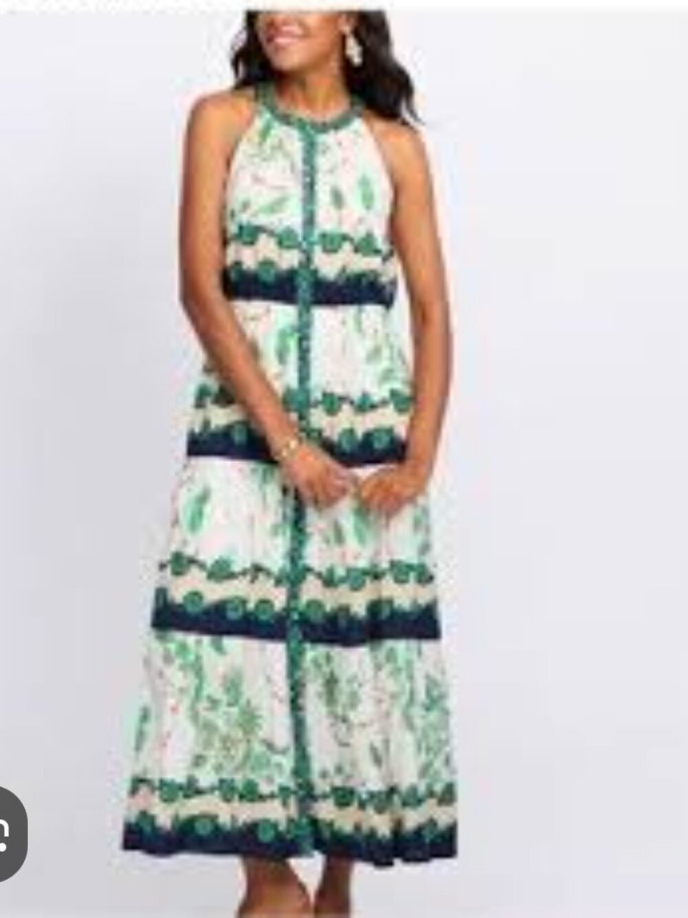 NWT Skies Are Blue Giorgianna Maxi Dress M Petite Tier Halter Sleeveless Floral
